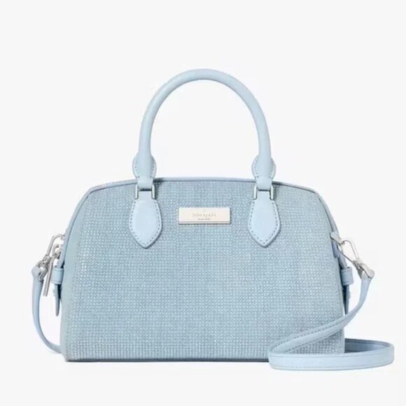 Kate Spade NEW “Madison” Studded Denim Small Dolly Duffle Bag Purse Crossbody - Picture 4 of 10